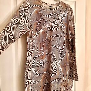 WILD FABLE Swirl pattern Brown and White Swirl Dress. Sz XXL Stretch knit.